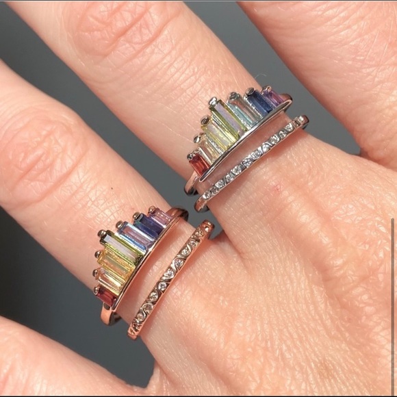 🌈 Rose Gold Plated Adjustable Rainbow Ring - Picture 4 of 6